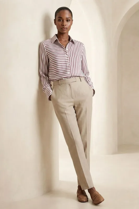 Striped Long-Sleeve Button-Front Shirt
