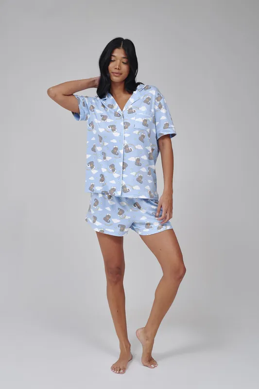 Meowdy Western Cat Shirt And Short PJ Set - Loungeable