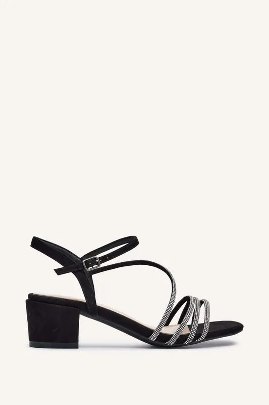 Riri Black Diamante Heeled Sandals - Linzi