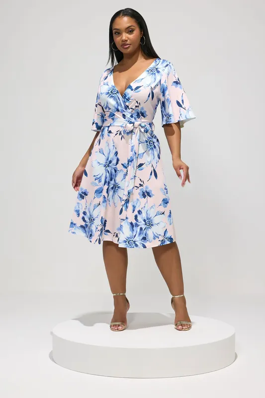 Floral Wrap Skater Dress - Yours