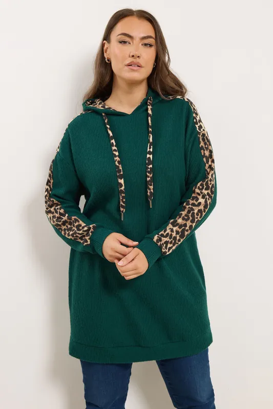 Leopard Print Trim Hoodie - Yours