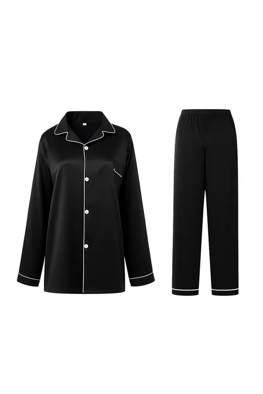 Long Sleeve Button-Up Loungewear Set