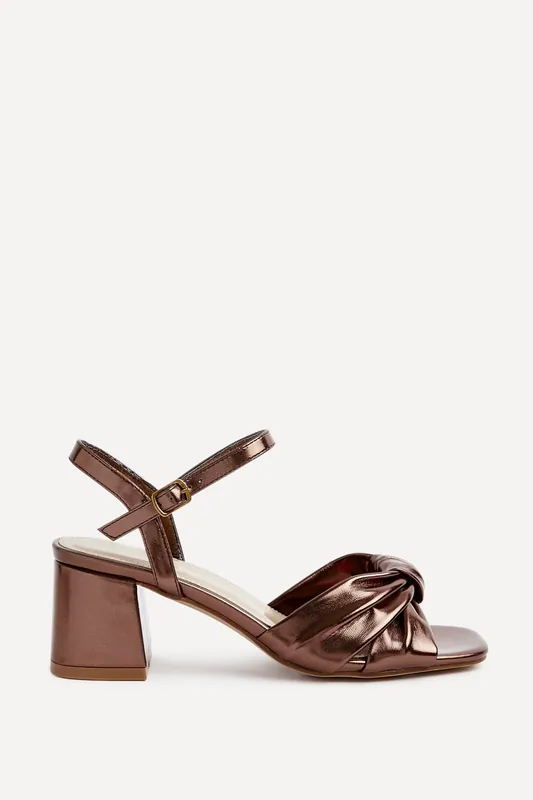 Charlotte Bronze Faux Leather Knotted Heels - Linzi