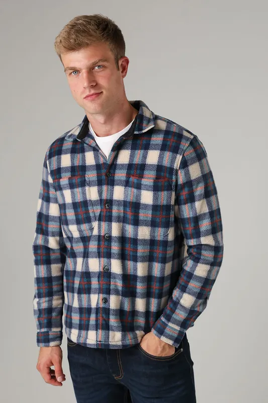 Checked Yarn-Dyed Fleece Shirt