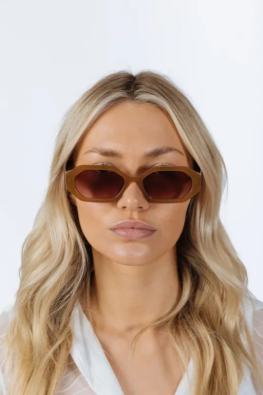 Oval Geomentric Sunglasses in Tortoise Brown - SVNX