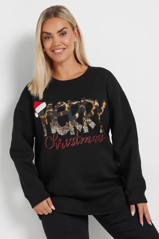 Merry Christmas' Sequin Embellished Sweatshirt - Yours
