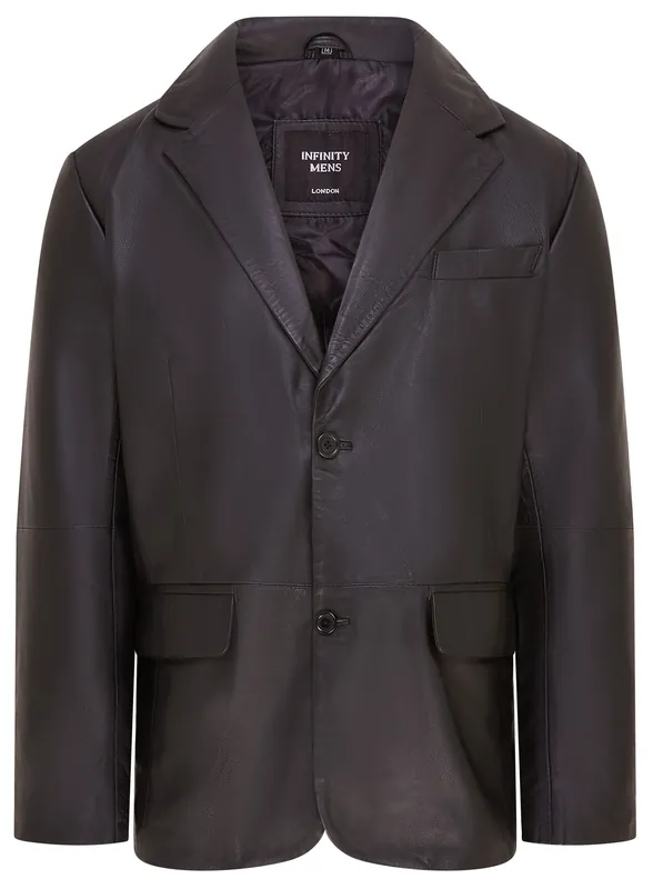 Men’s 2 Button Leather Blazer Jacket - Bergen