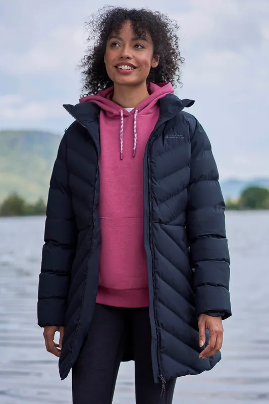 Anmore' Full Zip Water Resistant Thermal Tested Padded Long Jacket - Mountain Warehouse