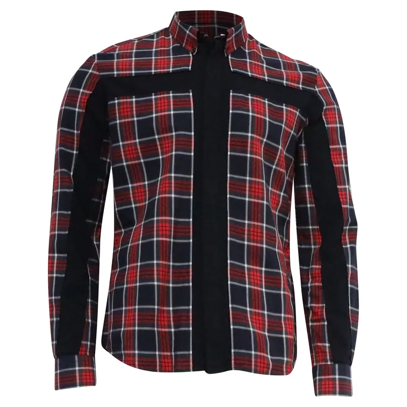 Preloved Cross-Inset Plaid Button-Down Shirt in Multicolor Cotton