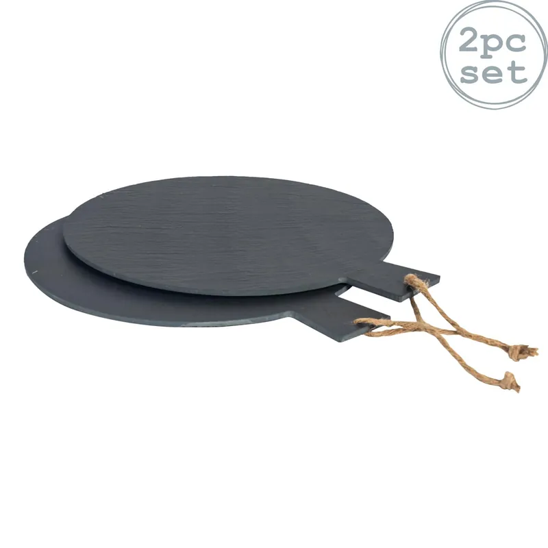 Round Slate Serving Paddles 34cm Pack of 2 - Argon Tableware