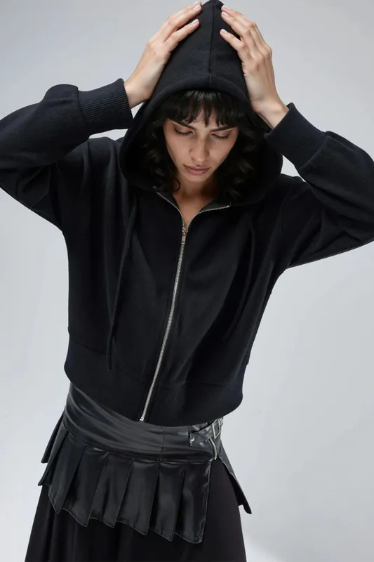 Hooded Zipper Jacket with Pockets - Busem