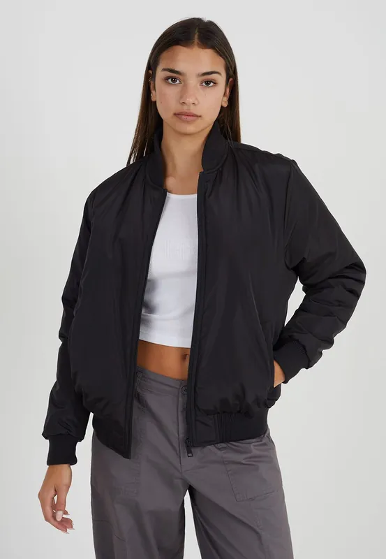 Ruched Sleeve Oversized Bomber Jacket - Brave Soul