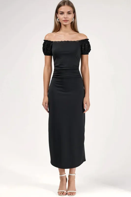 Lace Sleeve Midi Dress - Hiccup
