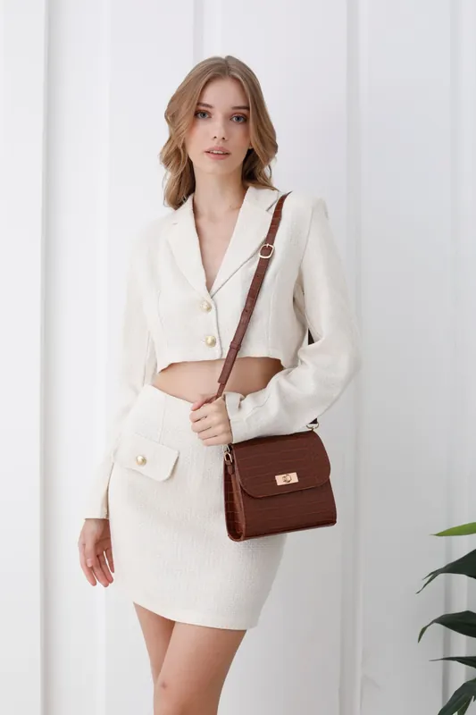 Croc Vegan Leather Crossbody Bag - Belissh