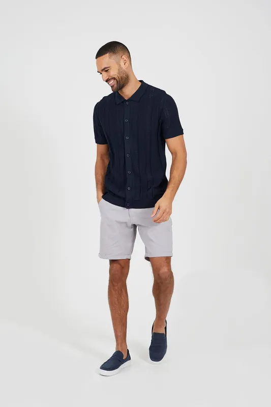 Knitted Short Sleeve Polo Shirt - Brave Soul