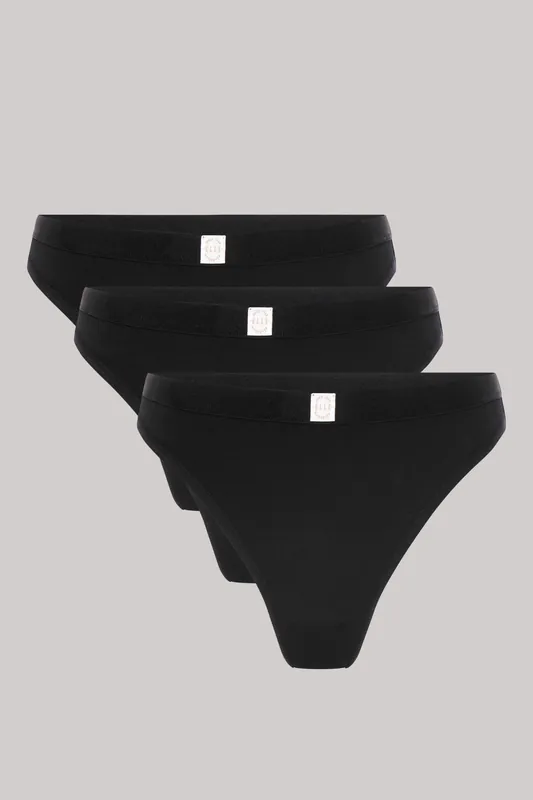 3 Pack Super Soft Cotton Heritage Patch Thong - ELLE