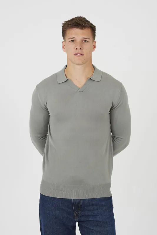 Trophy Neck Knitted Polo - Brave Soul
