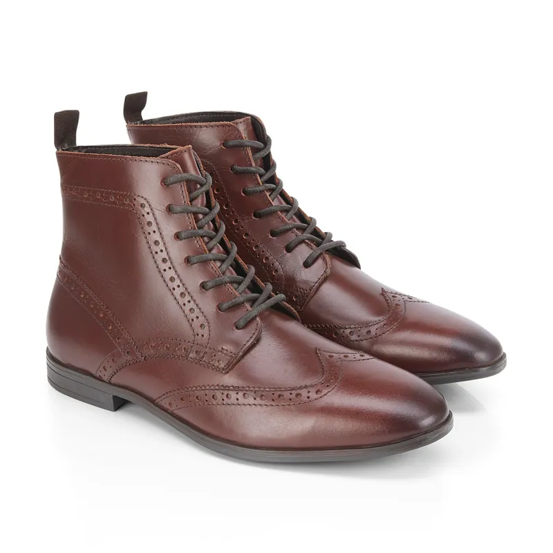 Putridge Leather Mens Lace Up Boots - Silver Street London