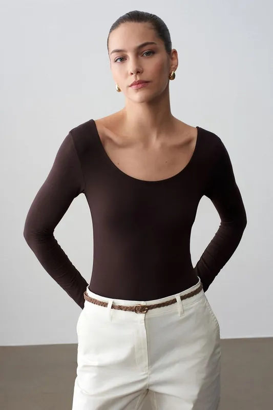 Slim Fit Modal Jersey Bodysuit - Dilvin