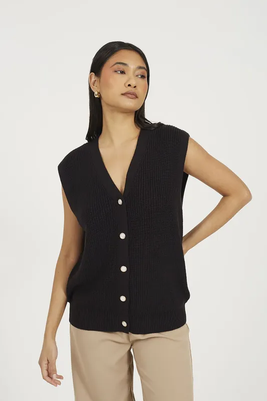 V-Neck Fisherman Knit Waistcoat