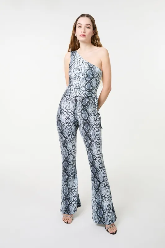Black Snake Print Flare Trousers - Pink Vanilla