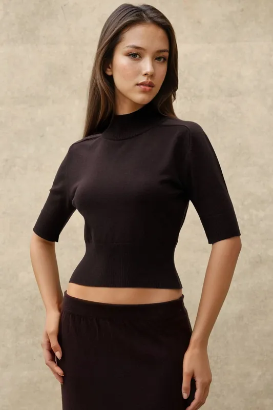 Textured Turtleneck Crop Sweater - Hiccup