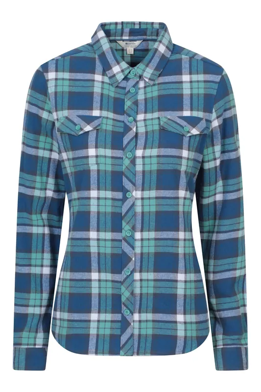 Willow' Brushed Long Sleeved Autumn Cotton Flannel Shirt - Mountain Warehouse