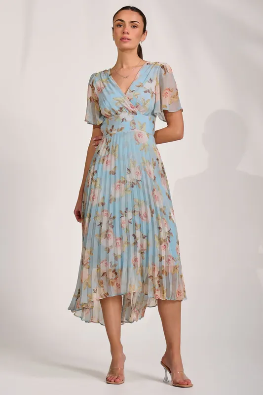 Chiffon Pleated Maxi Dress - Jolie Moi
