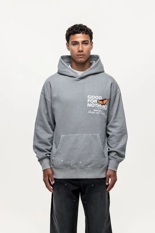 Splatter Detail Hoodie - Good For Nothing