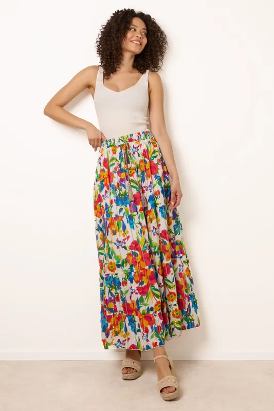 Multi Tiered Bright Maxi Skirt - Blue Vanilla