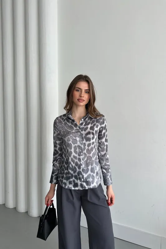 Leopard Print Button-Up Shirt