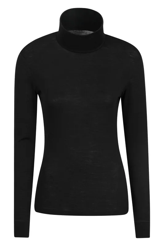 Quick Wicking Stylish Merino Wool Blend Roll Neck Top - Mountain Warehouse