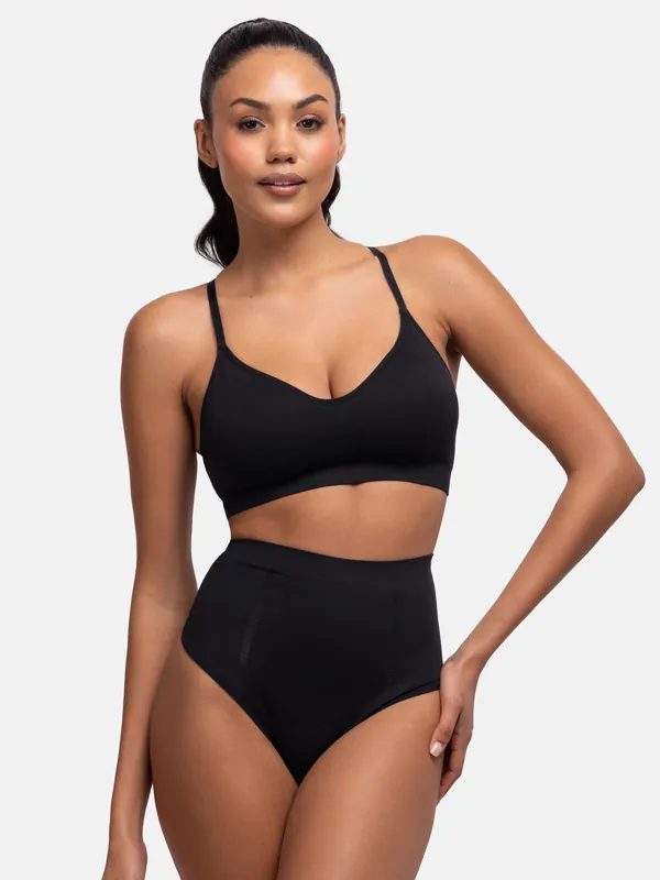 Mid Waist Thong Black - Dorina