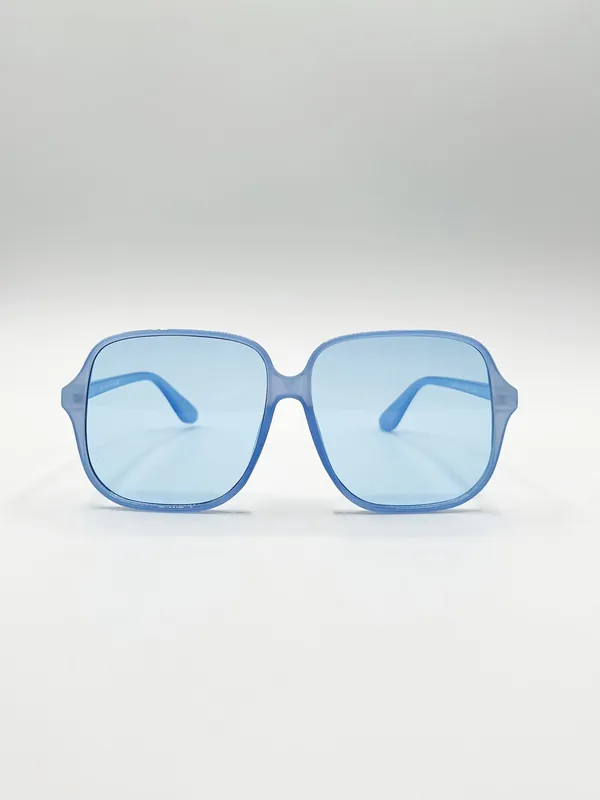 Oversized Lightweight Square Frame Sunglasses in Blue - SVNX