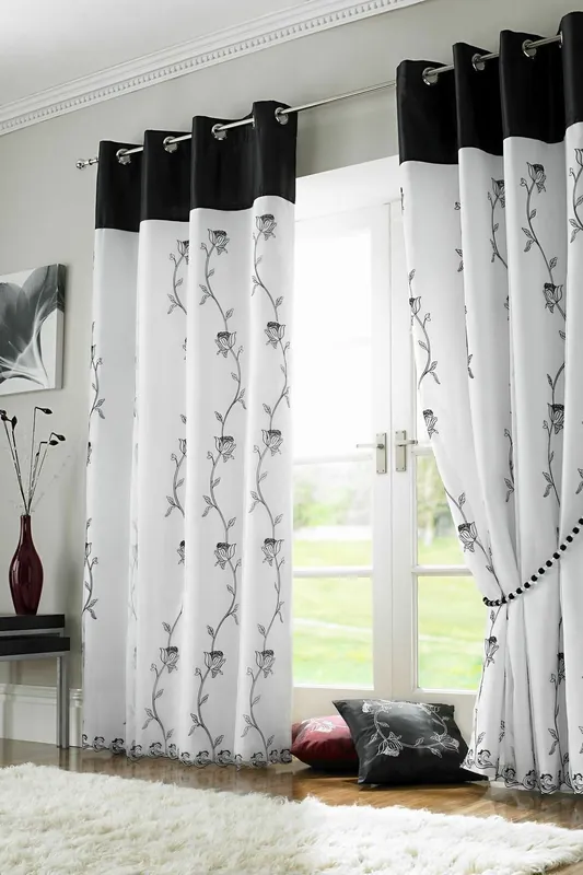 Tahiti Floral Fully Lined Eyelet Curtains - Alan Symonds