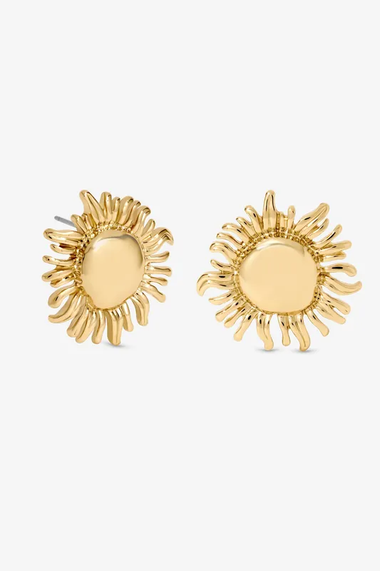 Gold Plated Sun Stud Earrings - Mood