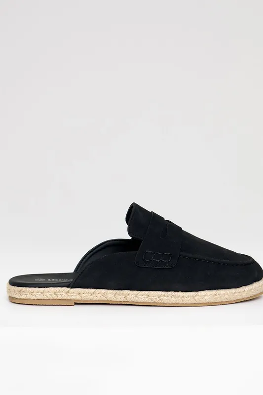 Faux Suede Penny Loafer Sandals - Threadbare