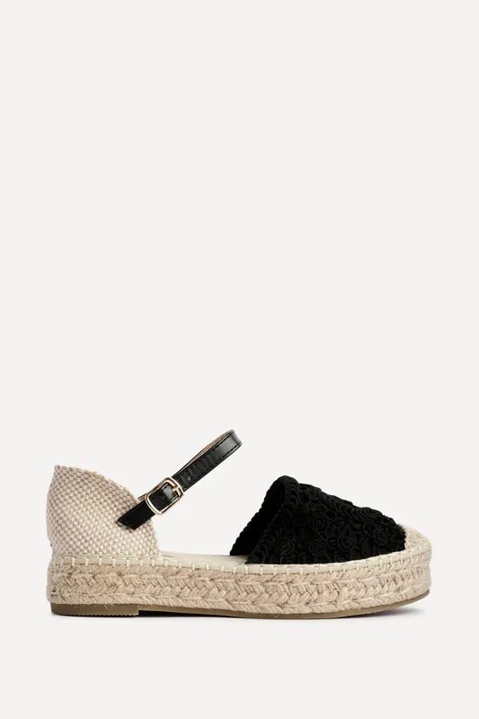 Adelina Black Woven Espadrille Sandals - Linzi