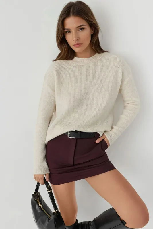 Thick Knit Crew Neck Sweater - Hiccup