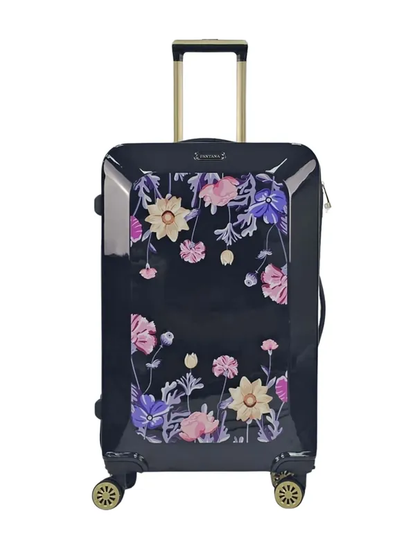 Floral Shiny Hard Case Shell Roller Wheels Suitcase - TruClothing