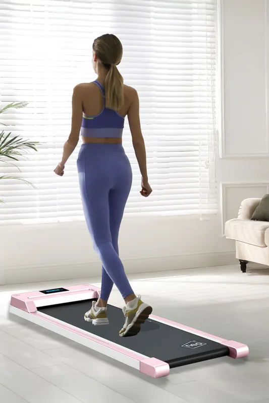 Under Desk Portable Walking Pad Treadmill Adjustable Speed Remote LED Display for Home Office Fitness Exercise Installation-Free