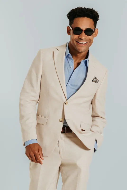Cream Linen Suit Jacket - Dobell