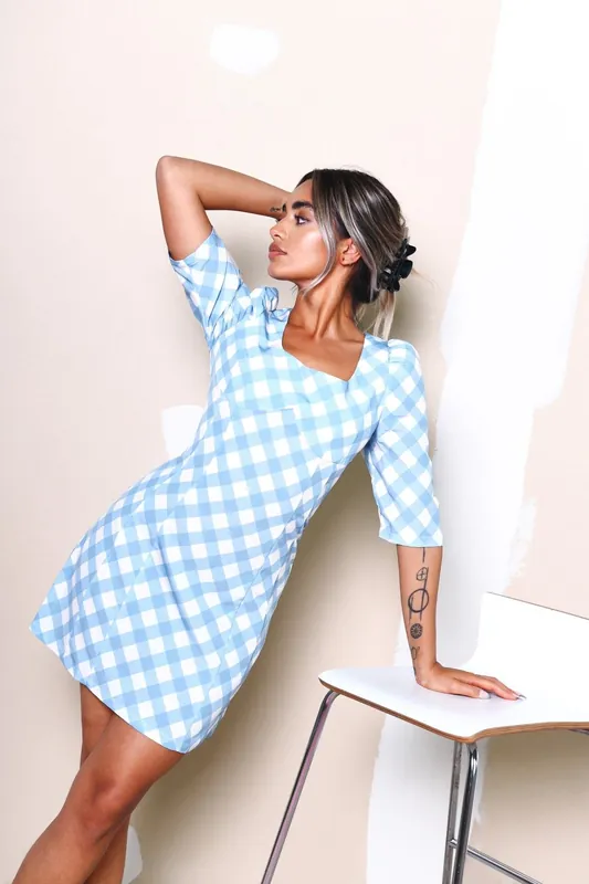 Square Neck Long Sleeve Mini Dress - Shnoo