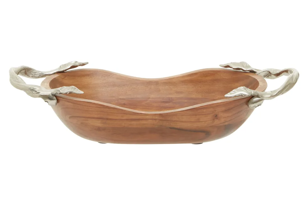 Acacia Wood Fruit Bowl, Handcrafted Wooden Bowl, Oval Bowl For Fruit Display, Decorative Wooden Tableware - Orsina