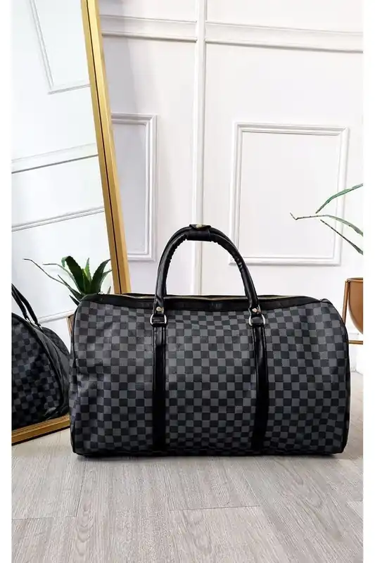 Indigo Checked Print Overnight Bag - IKRUSH