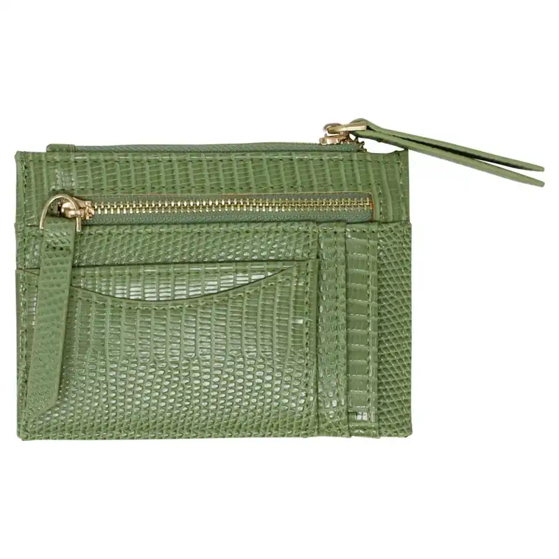 Snake Print Card Holder in Green - SVNX