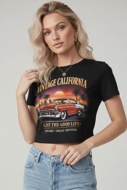 Vintage California Graphic Print - Crop Top