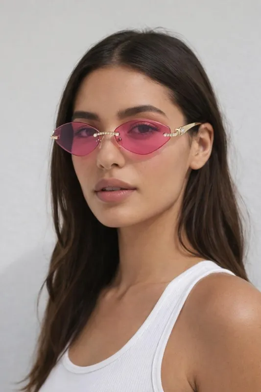 Rimless Oval Geo Metal Sunglasses - SVNX