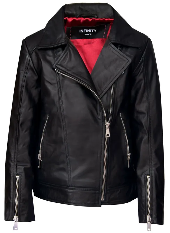 100% Leather Designer Biker Jacket 1 to 13 Years - Infinity Leather