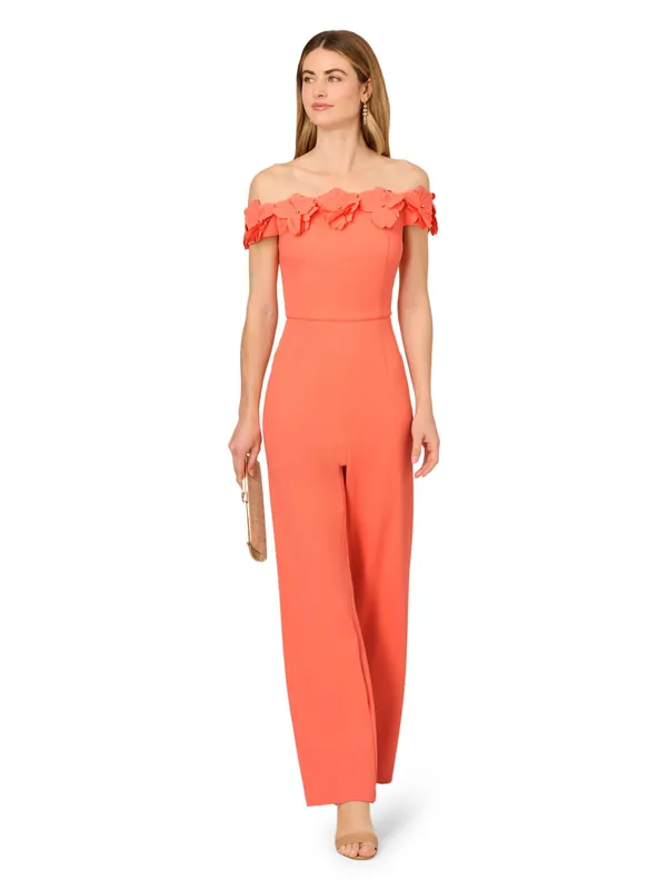 Crepe Rosette Jumpsuit - Adrianna Papell